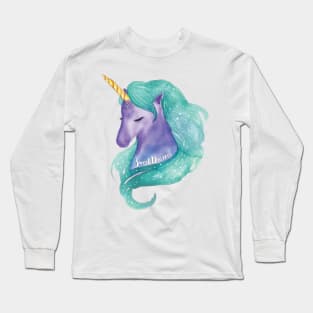 Purple and Teal Sweet Dreams Unicorn Long Sleeve T-Shirt